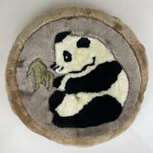 Cloud Nine Round Panda Sheepskin Decorative Throw Pillow 20in Plush